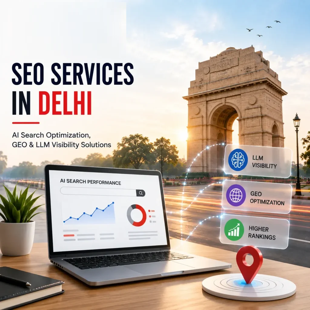 Supporting illustration for SEO Company in Delhi Focused on Rankings, Traffic & Leads Supporting illustration for SEO Company in Delhi Focused on Rankings, Traffic & Leads